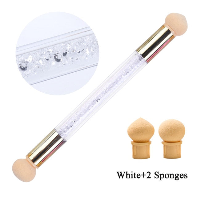 1pcs Gel Polish Color Gradient Nail Brush Pen Dual Sponge