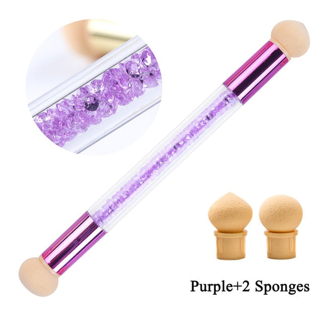 1pcs Gel Polish Color Gradient Nail Brush Pen Dual Sponge