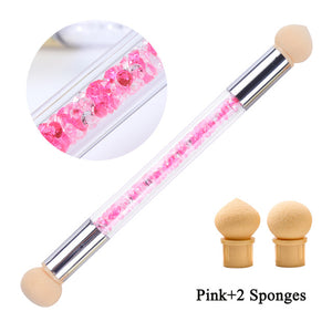 1pcs Gel Polish Color Gradient Nail Brush Pen Dual Sponge