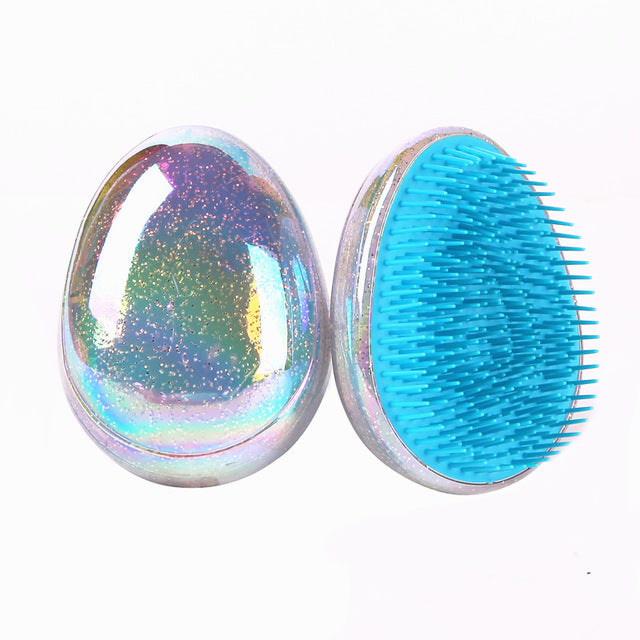 Anti Static Salon Egg Shape Glitter BlingBling Massage Hairbrush