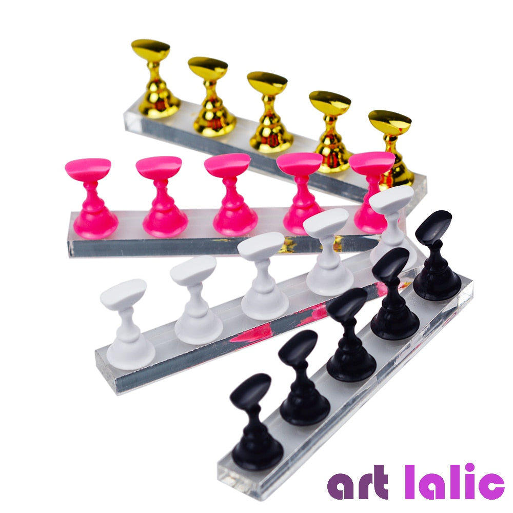 5pcs Nail Art Practice Display Stand Chess Board Magnetic Tips
